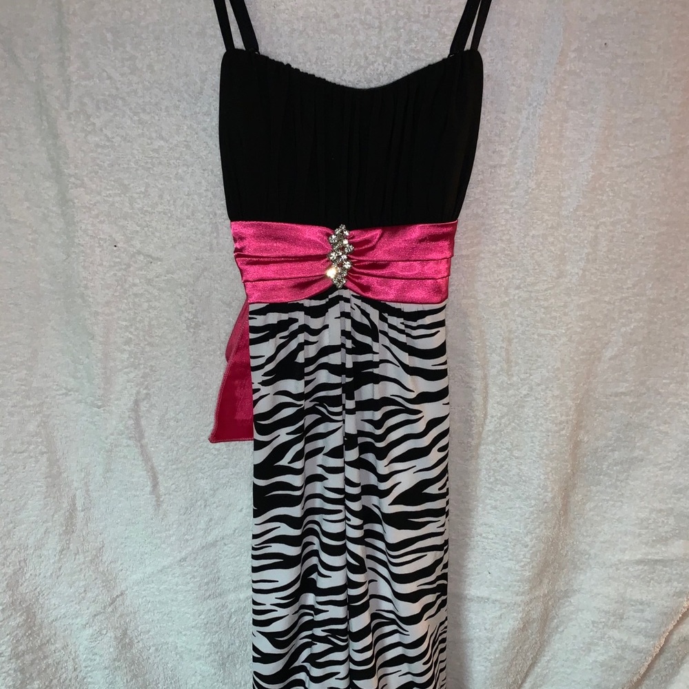 Zebra print spaghetti strap dress